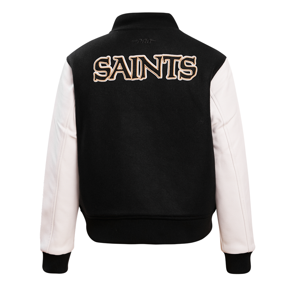 NFL NEW ORLEANS SAINTS CLASSIC WOMEN'S WOOL VARSITY JACKET (BLACK)