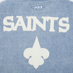 NFL NEW ORLEANS SAINTS VARSITY BLUES BLOUSON COLLÉGIAL EN DENIM POUR FEMME (DENIM/LIN)