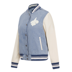 NFL NEW ORLEANS SAINTS VARSITY BLUES BLOUSON COLLÉGIAL EN DENIM POUR FEMME (DENIM/LIN)