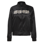 NFL NEW ORLEANS SAINTS CLASSIC WOMEN'S SATIN JACKET (BLACK/WHITE M60030)