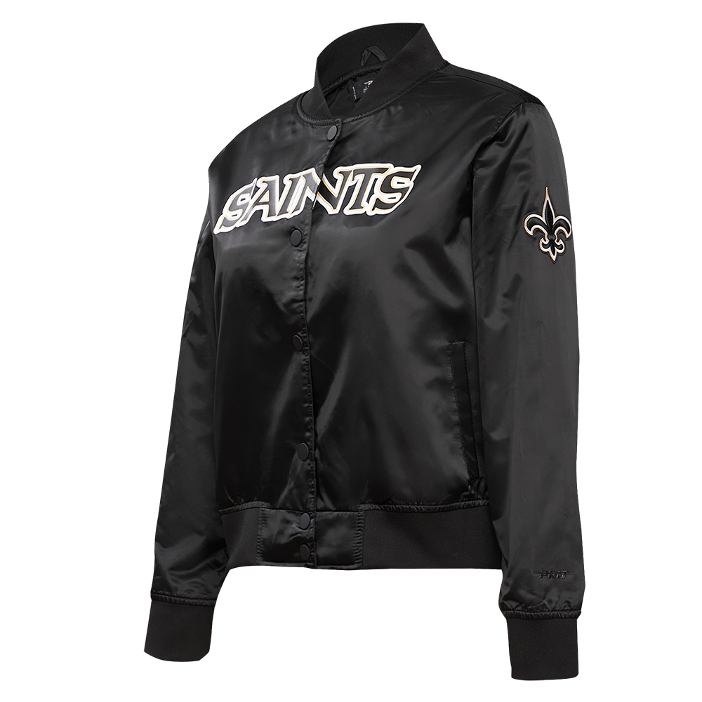 NFL NEW ORLEANS SAINTS CLASSIC WOMEN'S SATIN JACKET (BLACK/WHITE M60030)