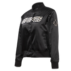 NFL NEW ORLEANS SAINTS CLASSIC WOMEN'S SATIN JACKET (BLACK/WHITE M60030)