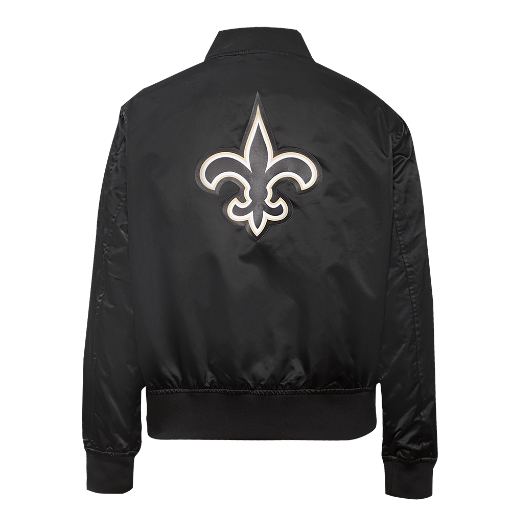 NFL NEW ORLEANS SAINTS CLASSIC WOMEN'S SATIN JACKET (BLACK/WHITE M60030)
