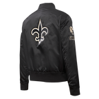 NFL NEW ORLEANS SAINTS CLASSIC WOMEN'S SATIN JACKET (BLACK/WHITE M60030)