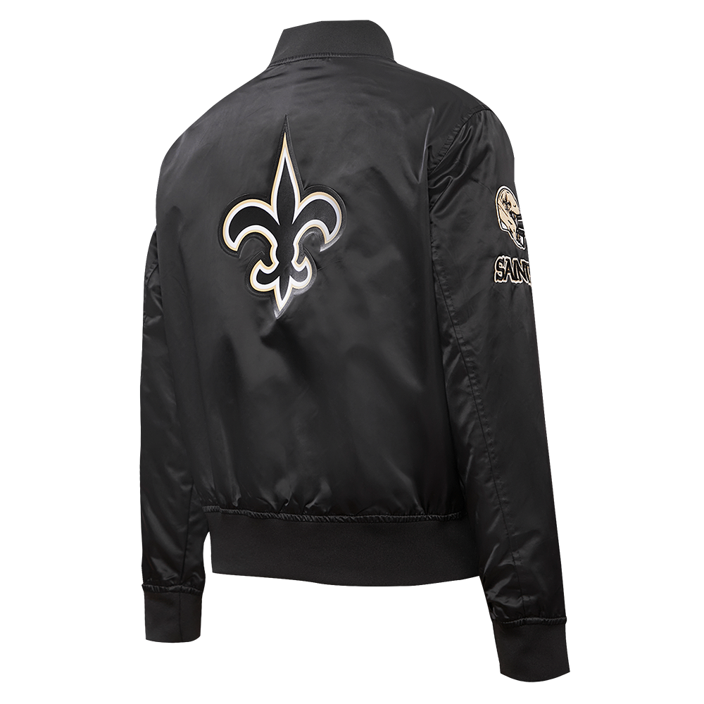 NFL NEW ORLEANS SAINTS CLASSIC WOMEN'S SATIN JACKET (BLACK/WHITE M60030)