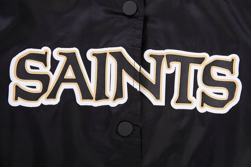 NFL NEW ORLEANS SAINTS CLASSIC WOMEN'S SATIN JACKET (BLACK/WHITE M60030)