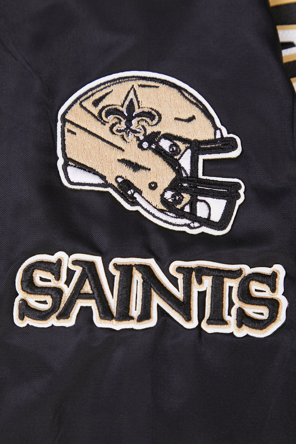 NFL NEW ORLEANS SAINTS CLASSIC WOMEN'S SATIN JACKET (BLACK/WHITE M60030)