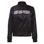 NFL NEW ORLEANS SAINTS CLASSIC WOMEN'S SATIN JACKET (BLACK/WHITE M60030)