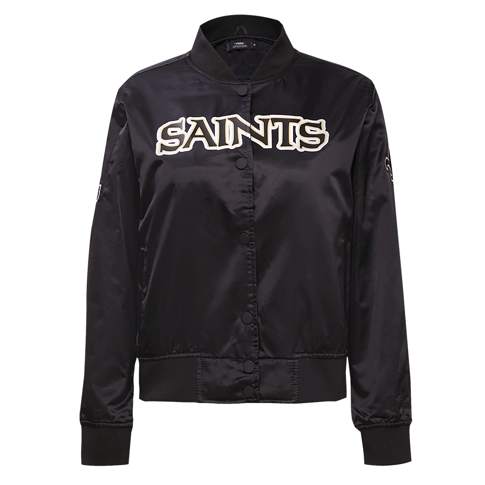 NFL NEW ORLEANS SAINTS CLASSIC WOMEN'S SATIN JACKET (BLACK/WHITE M60030)