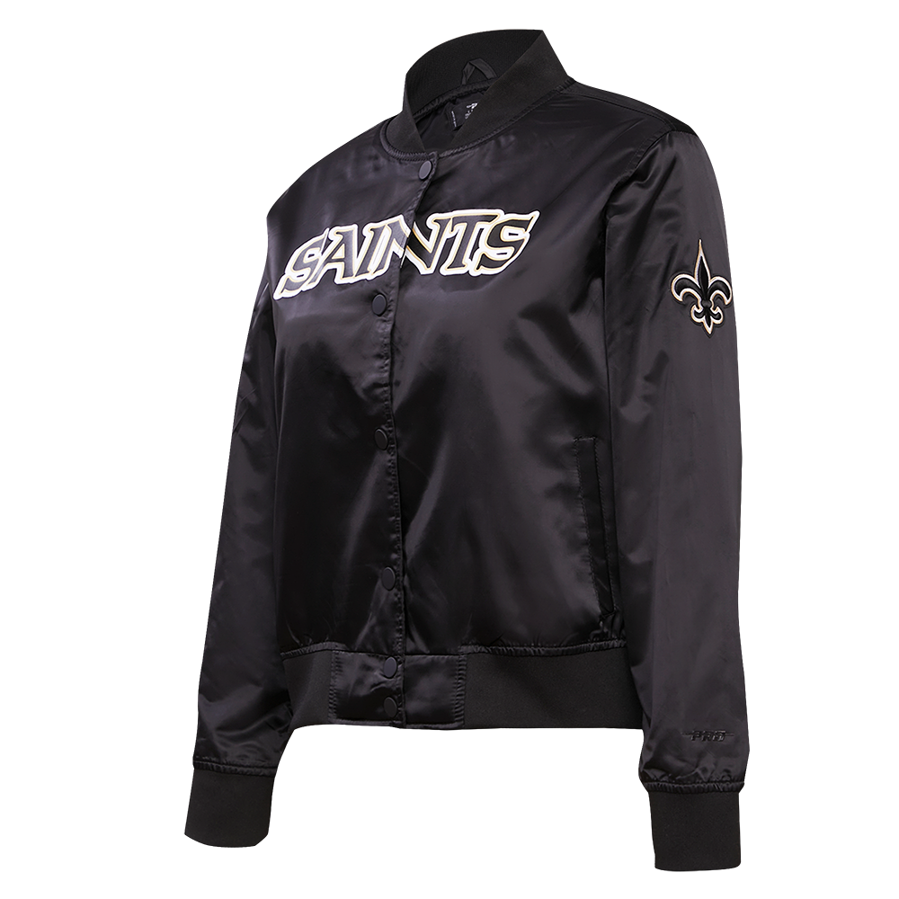 NFL NEW ORLEANS SAINTS CLASSIC WOMEN'S SATIN JACKET (BLACK/WHITE M60030)