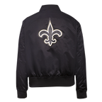 NFL NEW ORLEANS SAINTS CLASSIC WOMEN'S SATIN JACKET (BLACK/WHITE M60030)