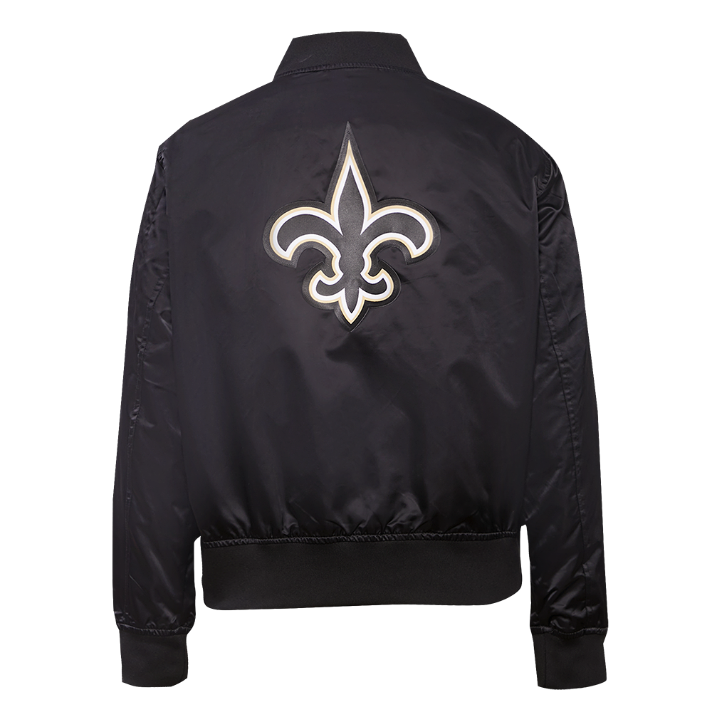 NFL NEW ORLEANS SAINTS CLASSIC WOMEN'S SATIN JACKET (BLACK/WHITE M60030)