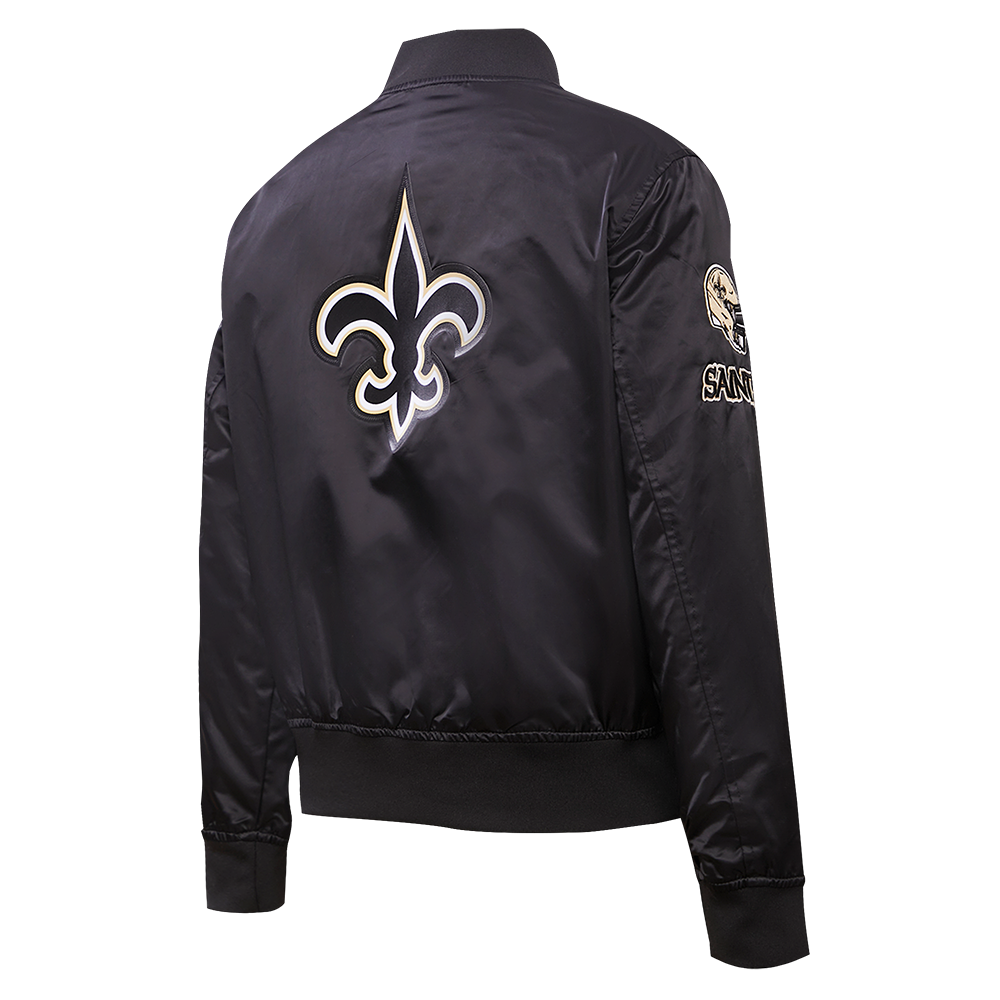 NFL NEW ORLEANS SAINTS CLASSIC WOMEN'S SATIN JACKET (BLACK/WHITE M60030)