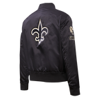 NFL NEW ORLEANS SAINTS CLASSIC WOMEN'S SATIN JACKET (BLACK/WHITE M60030)
