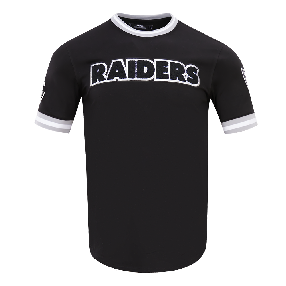 NFL LAS VEGAS RAIDERS CLASSIC CHENILLE T-SHIRT EN MAILLE DOUBLE (NOIR)