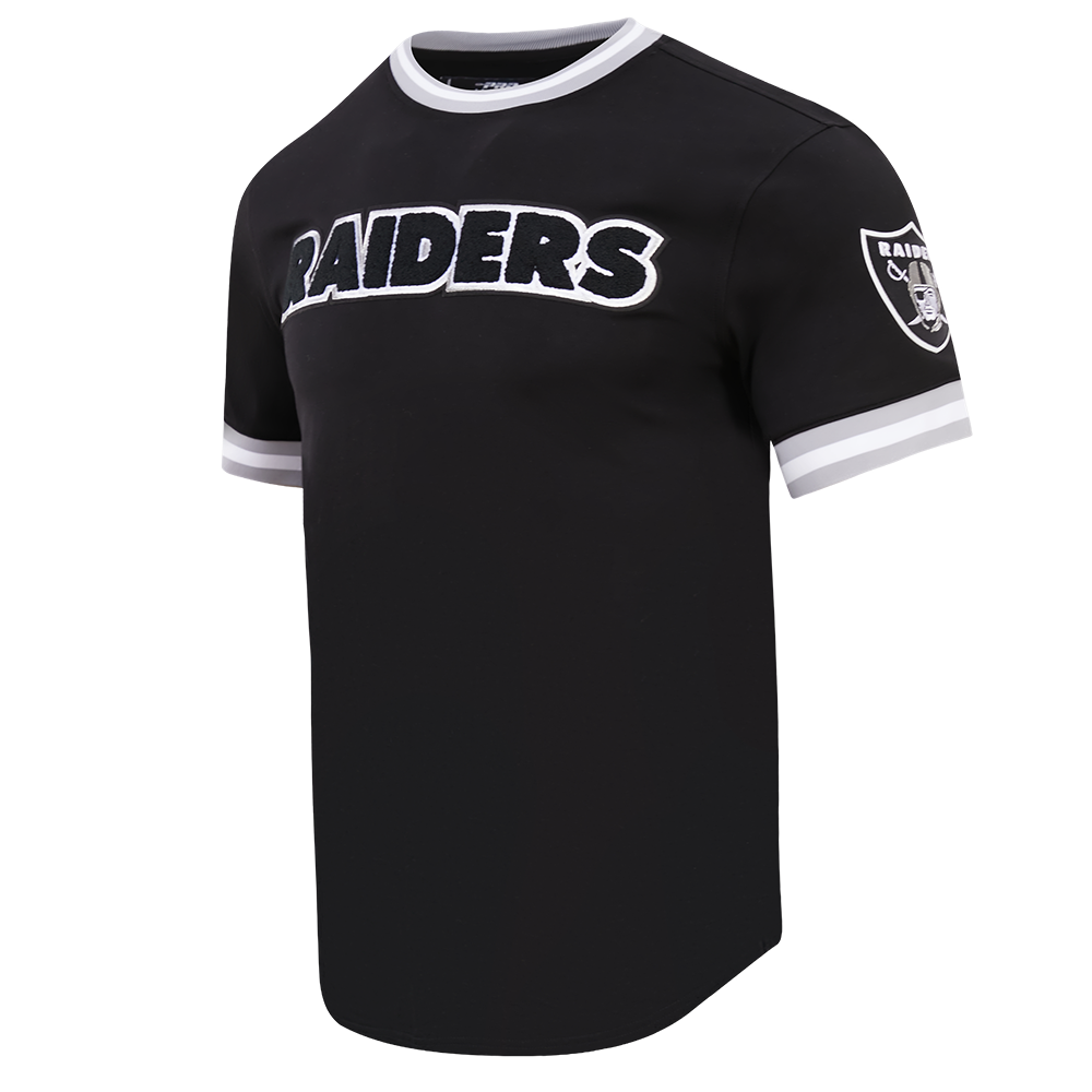 NFL LAS VEGAS RAIDERS CLASSIC CHENILLE T-SHIRT EN MAILLE DOUBLE (NOIR)