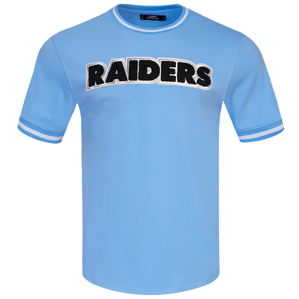 NFL LAS VEGAS RAIDERS CLASSIC CHENILLE T-SHIRT EN MAILLE DOUBLE (BLEU UNIVERSITÉ)