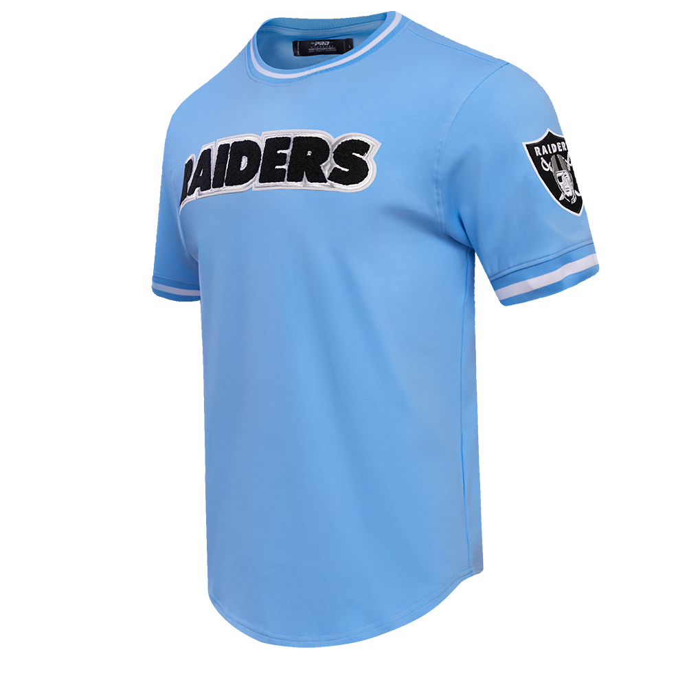 NFL LAS VEGAS RAIDERS CLASSIC CHENILLE T-SHIRT EN MAILLE DOUBLE (BLEU UNIVERSITÉ)