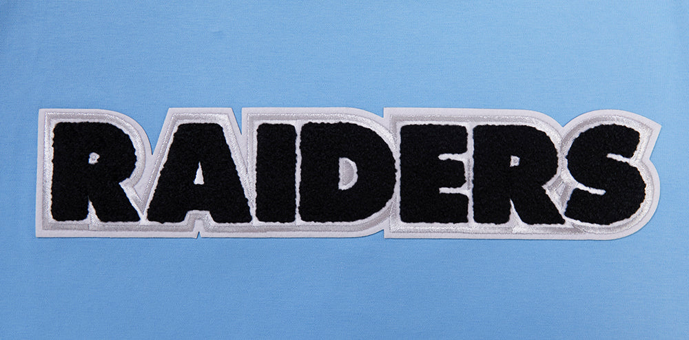 NFL LAS VEGAS RAIDERS CLASSIC CHENILLE T-SHIRT EN MAILLE DOUBLE (BLEU UNIVERSITÉ)