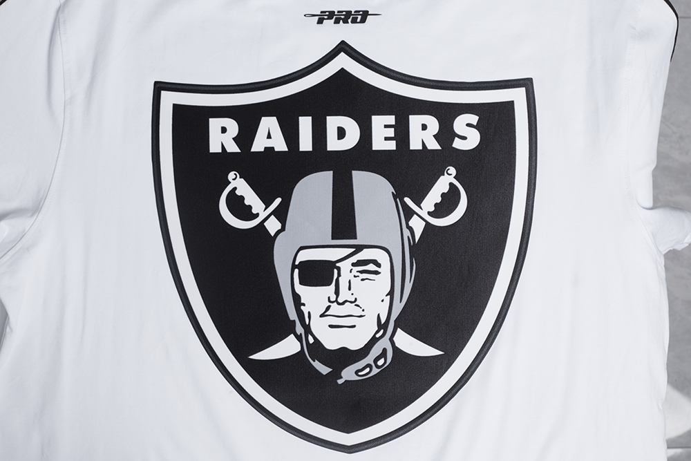 NFL LAS VEGAS RAIDERS CLASSIC CHEMISE À BANDES EN FILET POUR HOMME (BLANC/NOIR)