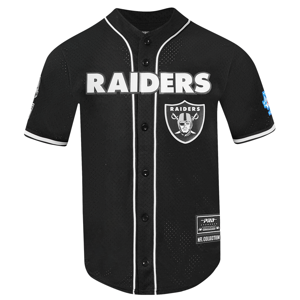 NFL LAS VEGAS RAIDERS LOGO CLASSIC MESH BUTTON DOWN SHIRT (BLACK)