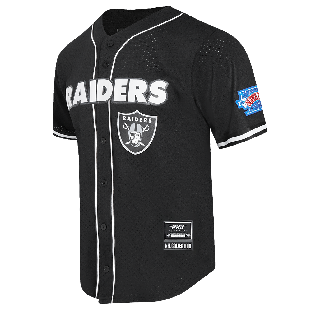 NFL LAS VEGAS RAIDERS LOGO CLASSIC MESH BUTTON DOWN SHIRT (BLACK)