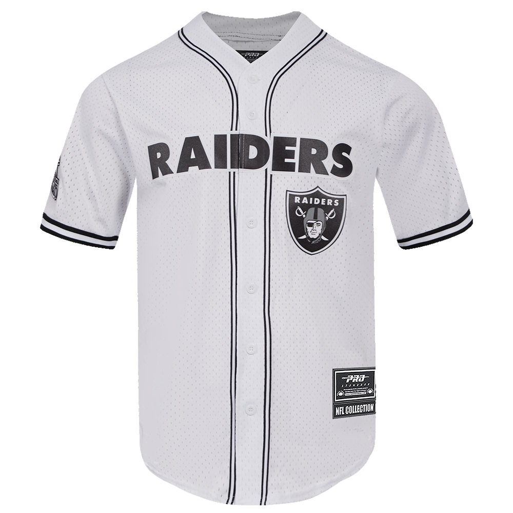 NFL LAS VEGAS RAIDERS LOGO CLASSIC MESH MEN'S BUTTON DOWN SHIRT (WHITE / BLACK / WHTE)