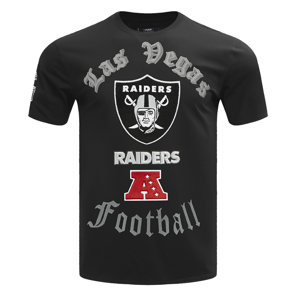NFL LAS VEGAS RAIDERS OLD ENGLISH T-SHIRT POUR HOMME (NOIR)