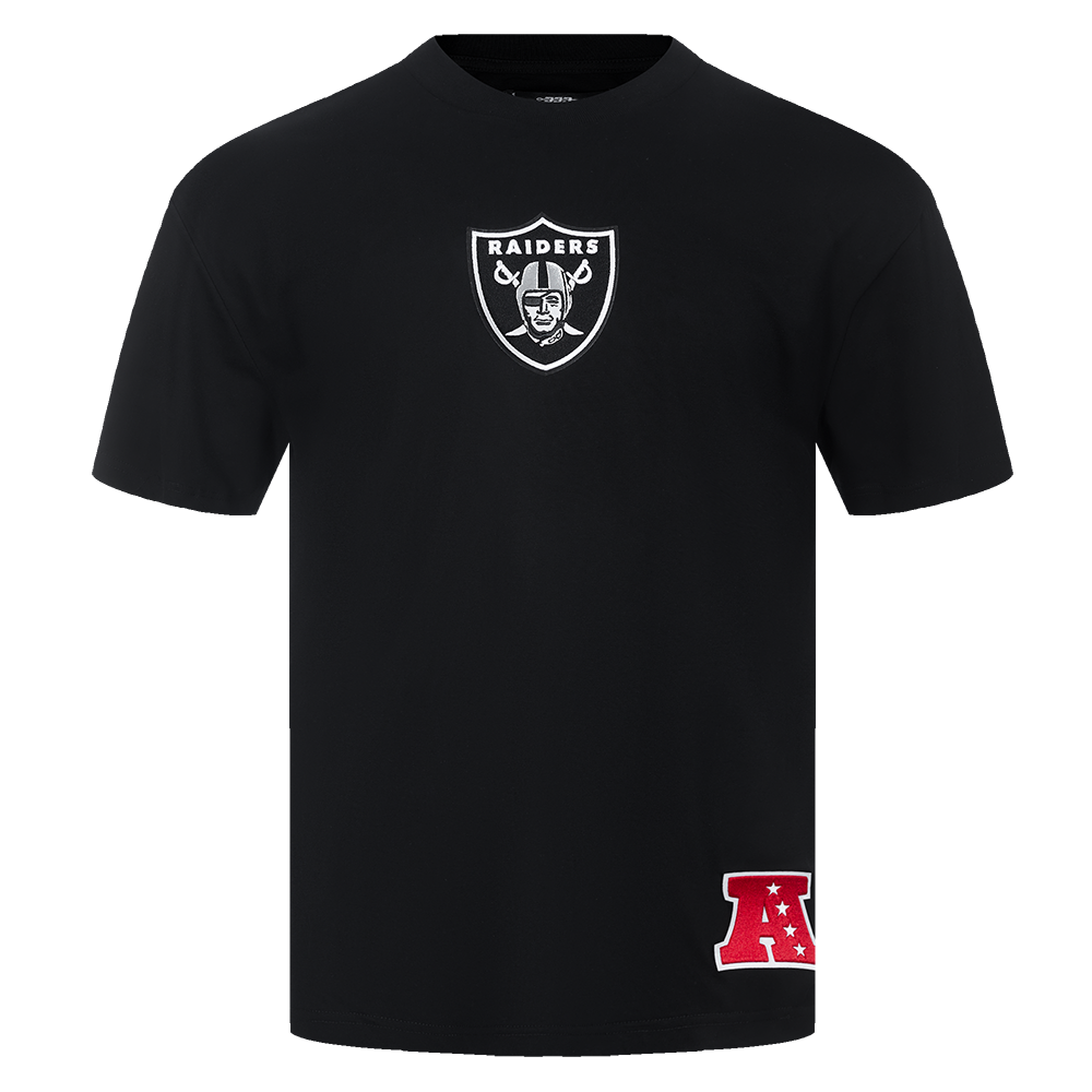 NFL LAS VEGAS RAIDERS WINGSPAN MEN'S COTTON JERSEY DROP SHOULDER TEE (BLACK)