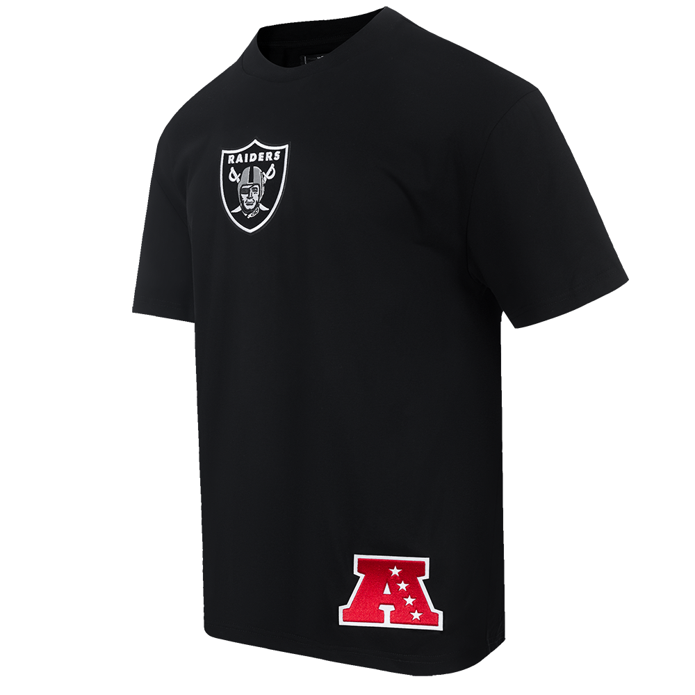 NFL LAS VEGAS RAIDERS WINGSPAN MEN'S COTTON JERSEY DROP SHOULDER TEE (BLACK)