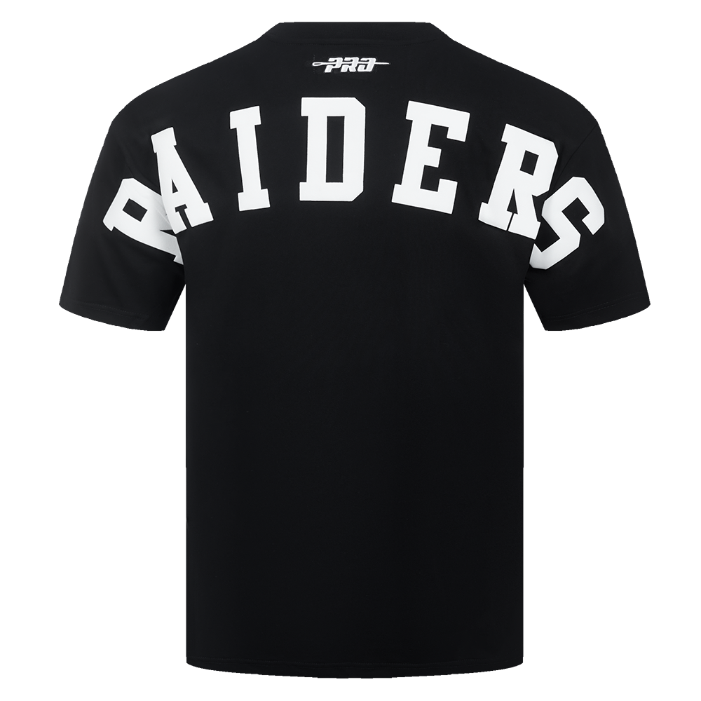 NFL LAS VEGAS RAIDERS WINGSPAN MEN'S COTTON JERSEY DROP SHOULDER TEE (BLACK)