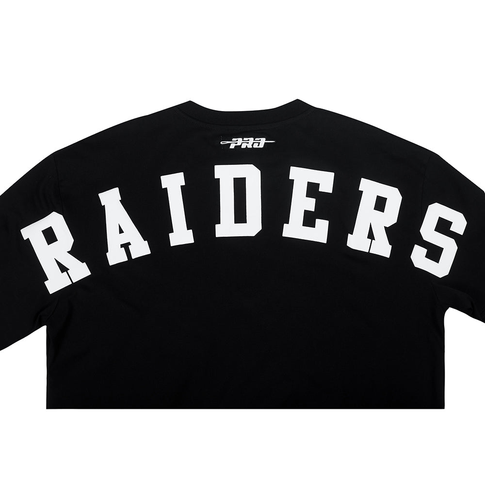 NFL LAS VEGAS RAIDERS WINGSPAN MEN'S COTTON JERSEY DROP SHOULDER TEE (BLACK)