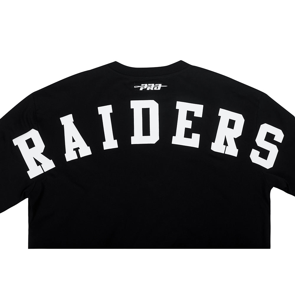 NFL LAS VEGAS RAIDERS WINGSPAN MEN'S COTTON JERSEY DROP SHOULDER TEE (BLACK)