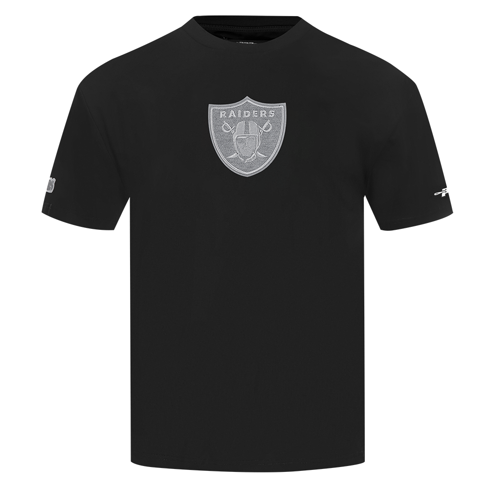 NFL LAS VEGAS RAIDERS REVERSE FRENCH TERRY T-SHIRT EN JERSEY DE COTON À ÉPAULES TOMBANTES POUR HOMME (NOIR)