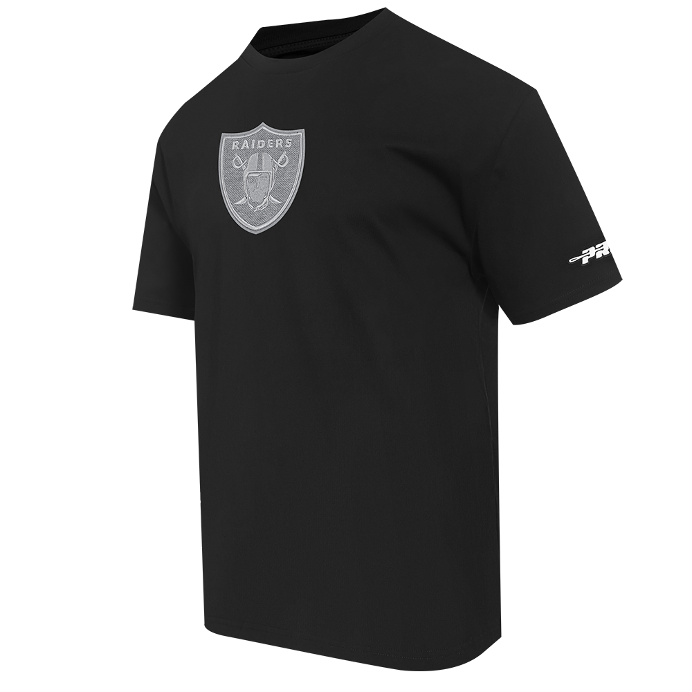 NFL LAS VEGAS RAIDERS REVERSE FRENCH TERRY T-SHIRT EN JERSEY DE COTON À ÉPAULES TOMBANTES POUR HOMME (NOIR)