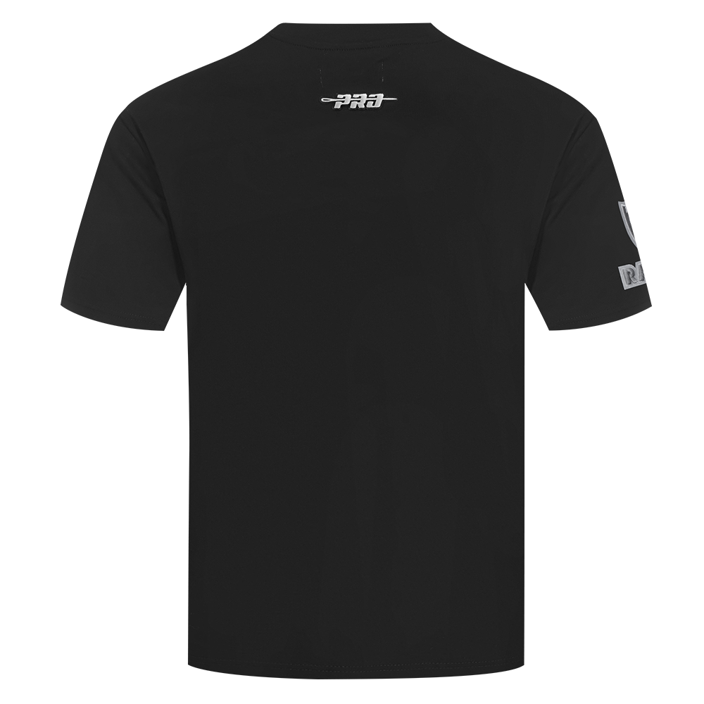 NFL LAS VEGAS RAIDERS REVERSE FRENCH TERRY T-SHIRT EN JERSEY DE COTON À ÉPAULES TOMBANTES POUR HOMME (NOIR)