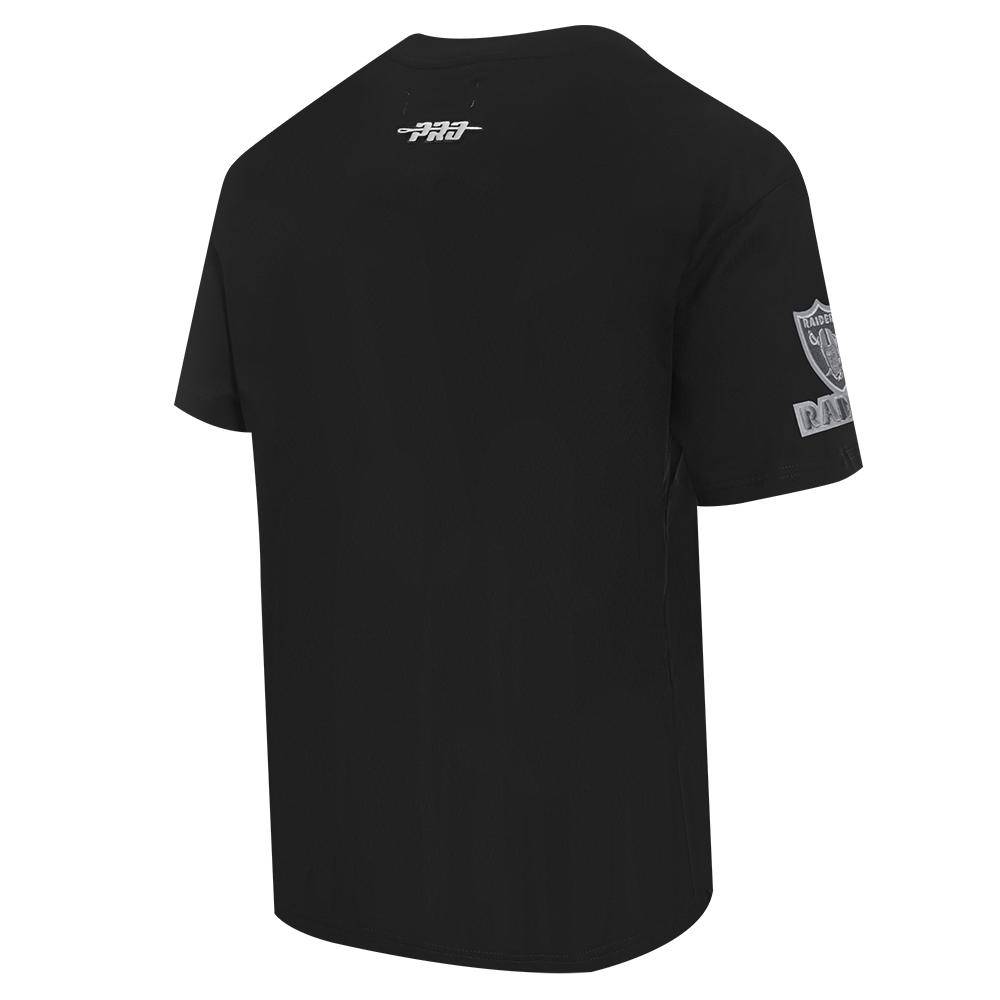 NFL LAS VEGAS RAIDERS REVERSE FRENCH TERRY T-SHIRT EN JERSEY DE COTON À ÉPAULES TOMBANTES POUR HOMME (NOIR)