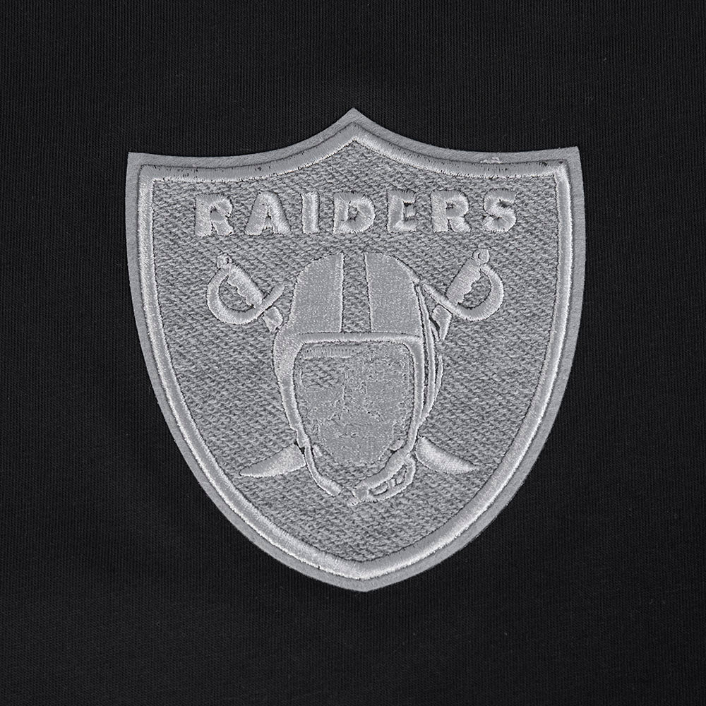 NFL LAS VEGAS RAIDERS REVERSE FRENCH TERRY T-SHIRT EN JERSEY DE COTON À ÉPAULES TOMBANTES POUR HOMME (NOIR)