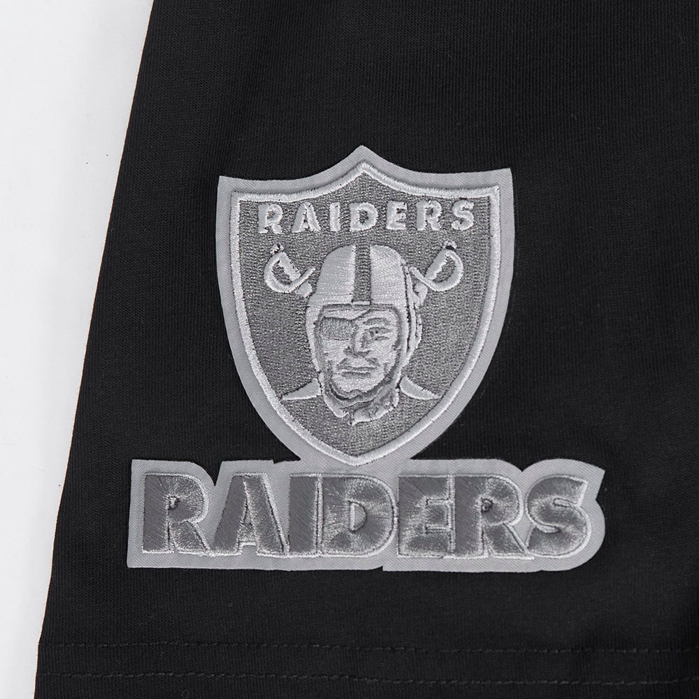NFL LAS VEGAS RAIDERS REVERSE FRENCH TERRY T-SHIRT EN JERSEY DE COTON À ÉPAULES TOMBANTES POUR HOMME (NOIR)