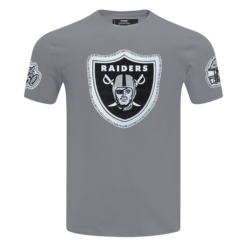 NFL LAS VEGAS RAIDERS DIY PICK STITCH T-SHIRT EN JERSEY SIMPLE POUR HOMME (GRIS)