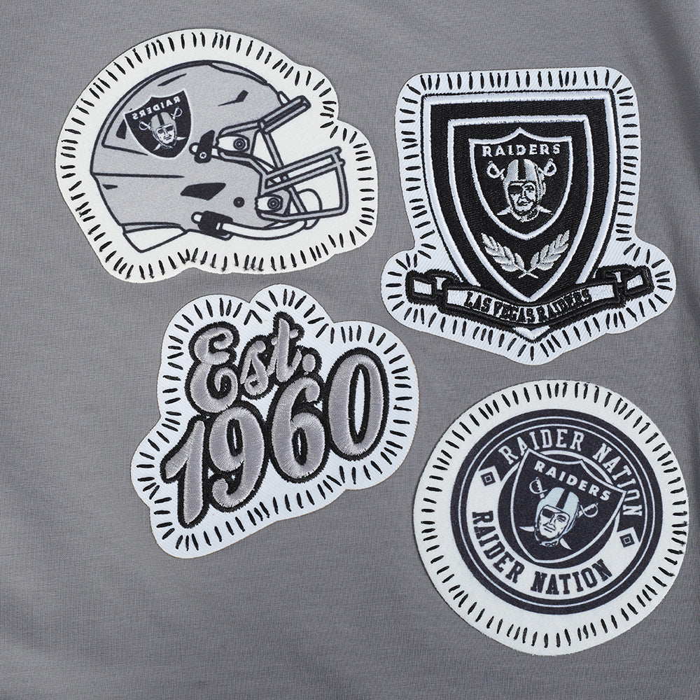 NFL LAS VEGAS RAIDERS DIY PICK STITCH T-SHIRT EN JERSEY SIMPLE POUR HOMME (GRIS)