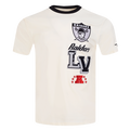NFL LAS VEGAS RAIDERS RETRO CASCADE T-SHIRT À BORDURES CONTRASTANTES POUR HOMME (COQUILLE D'ŒUF/NOIR)