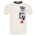NFL LAS VEGAS RAIDERS RETRO CASCADE T-SHIRT À BORDURES CONTRASTANTES POUR HOMME (COQUILLE D'ŒUF/NOIR)