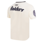 NFL LAS VEGAS RAIDERS RETRO CASCADE T-SHIRT À BORDURES CONTRASTANTES POUR HOMME (COQUILLE D'ŒUF/NOIR)