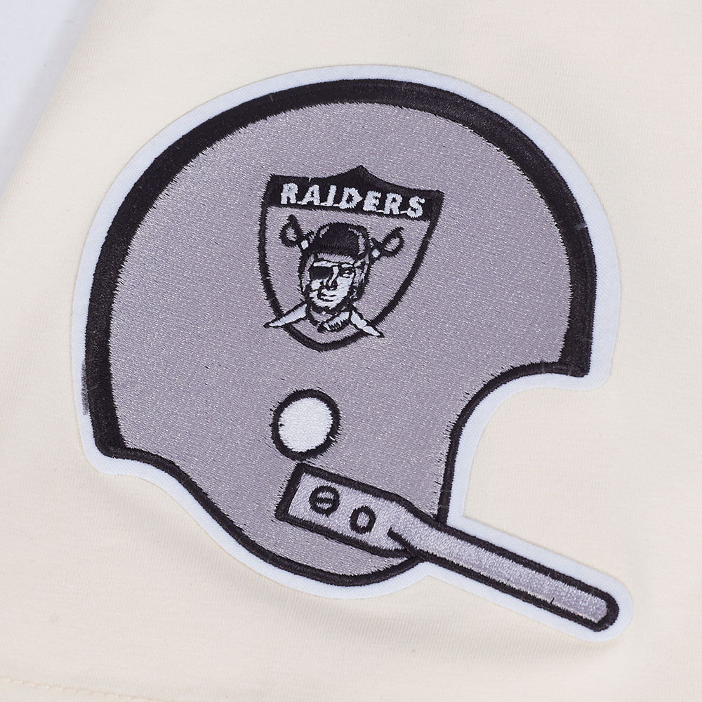 NFL LAS VEGAS RAIDERS RETRO CASCADE T-SHIRT À BORDURES CONTRASTANTES POUR HOMME (COQUILLE D'ŒUF/NOIR)