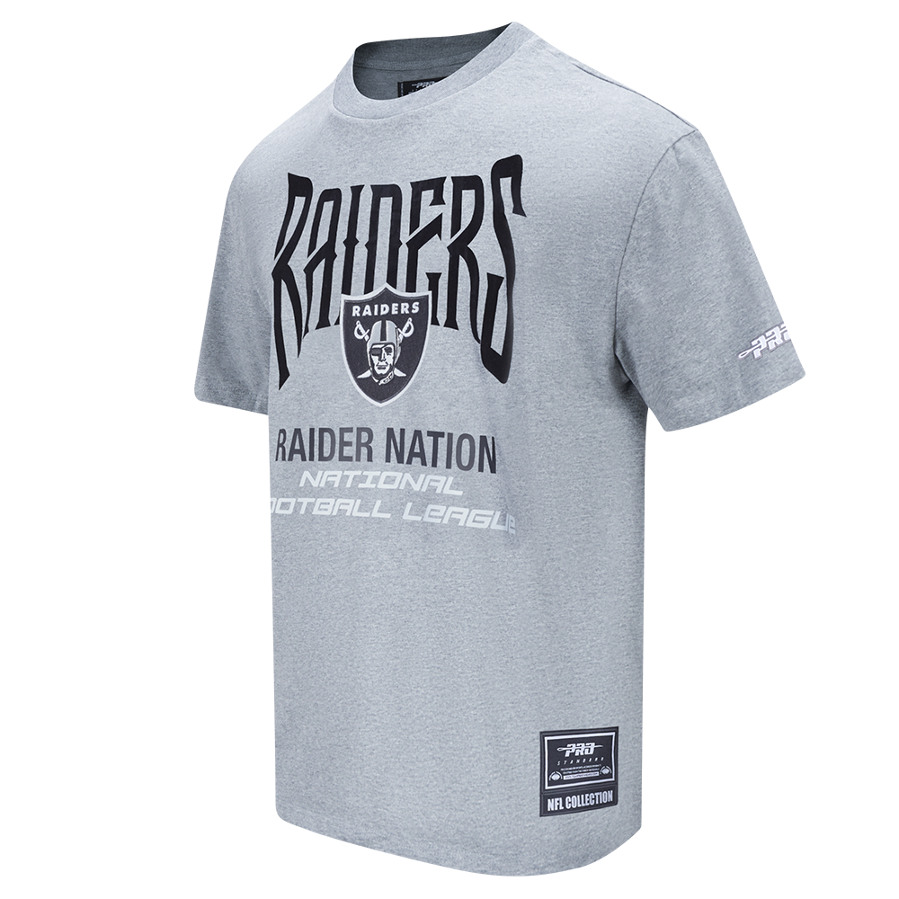 NFL LAS VEGAS RAIDERS CITY TOUR 2.0 MEN'S COTTON JERSEY DROP SHOULDER TEE (DARK HEATHER GRAY)