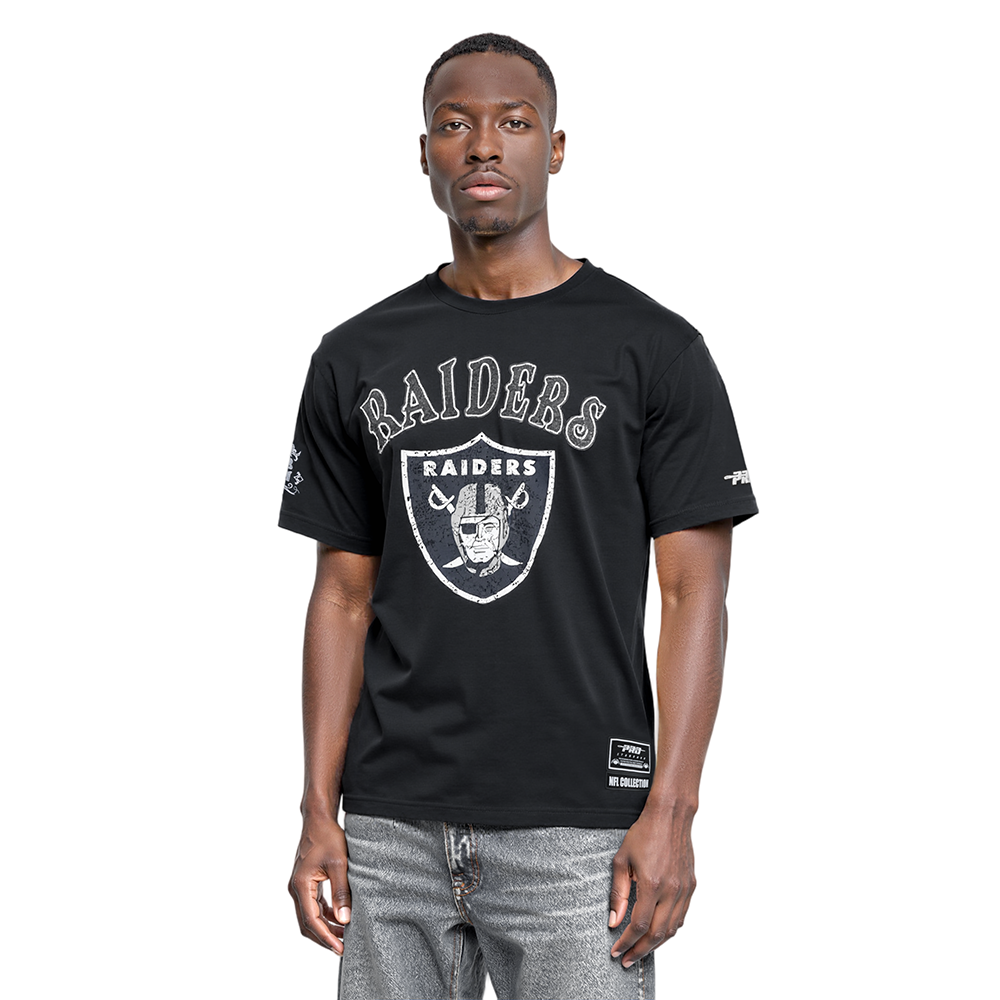 NFL LAS VEGAS RAIDERS REBEL ATHLETICS T-SHIRT EN JERSEY SIMPLE À LOGO EMPILÉ POUR HOMME (NOIR)