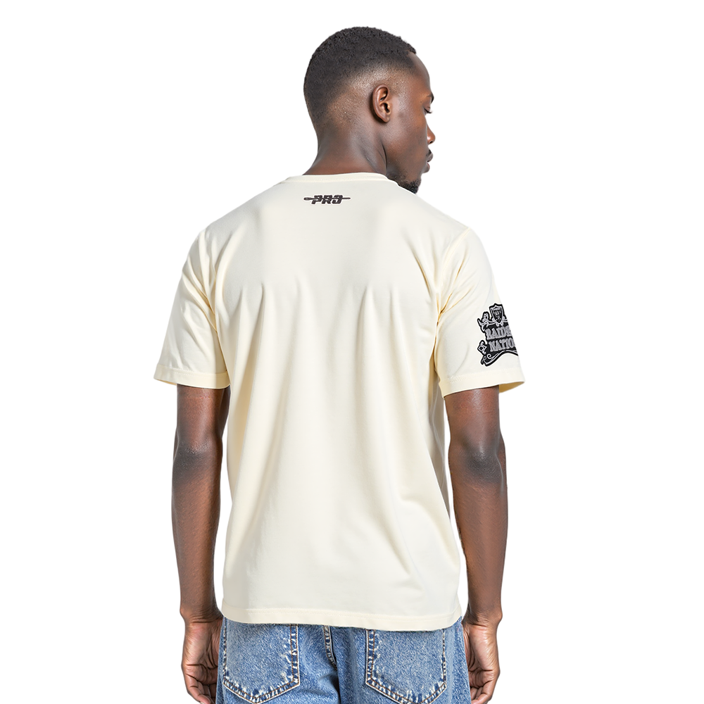 NFL LAS VEGAS RAIDERS REBEL ATHLETICS STACKED LOGO MEN'S SJ TEE (EGGSHELL)
