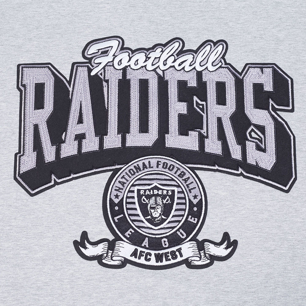 NFL LAS VEGAS RAIDERS TEAM BADGE T-SHIRT EN JERSEY SIMPLE POUR FEMME POUR HOMME (GRIS CHINÉ)