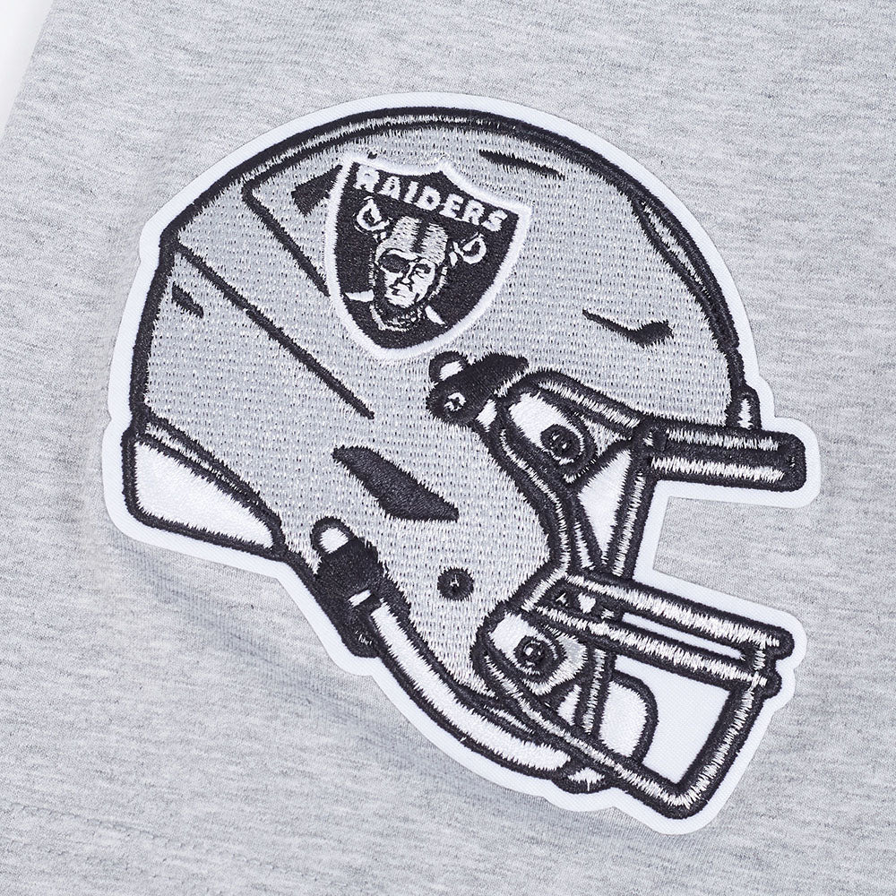NFL LAS VEGAS RAIDERS TEAM BADGE T-SHIRT EN JERSEY SIMPLE POUR FEMME POUR HOMME (GRIS CHINÉ)